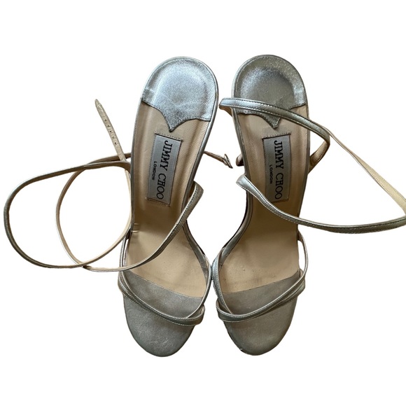 Jimmy Choo’s Strappy Stiletto. Vintage Early 2000’s. Silver size 7. 🤍❤️‍🔥 - Picture 11 of 14
